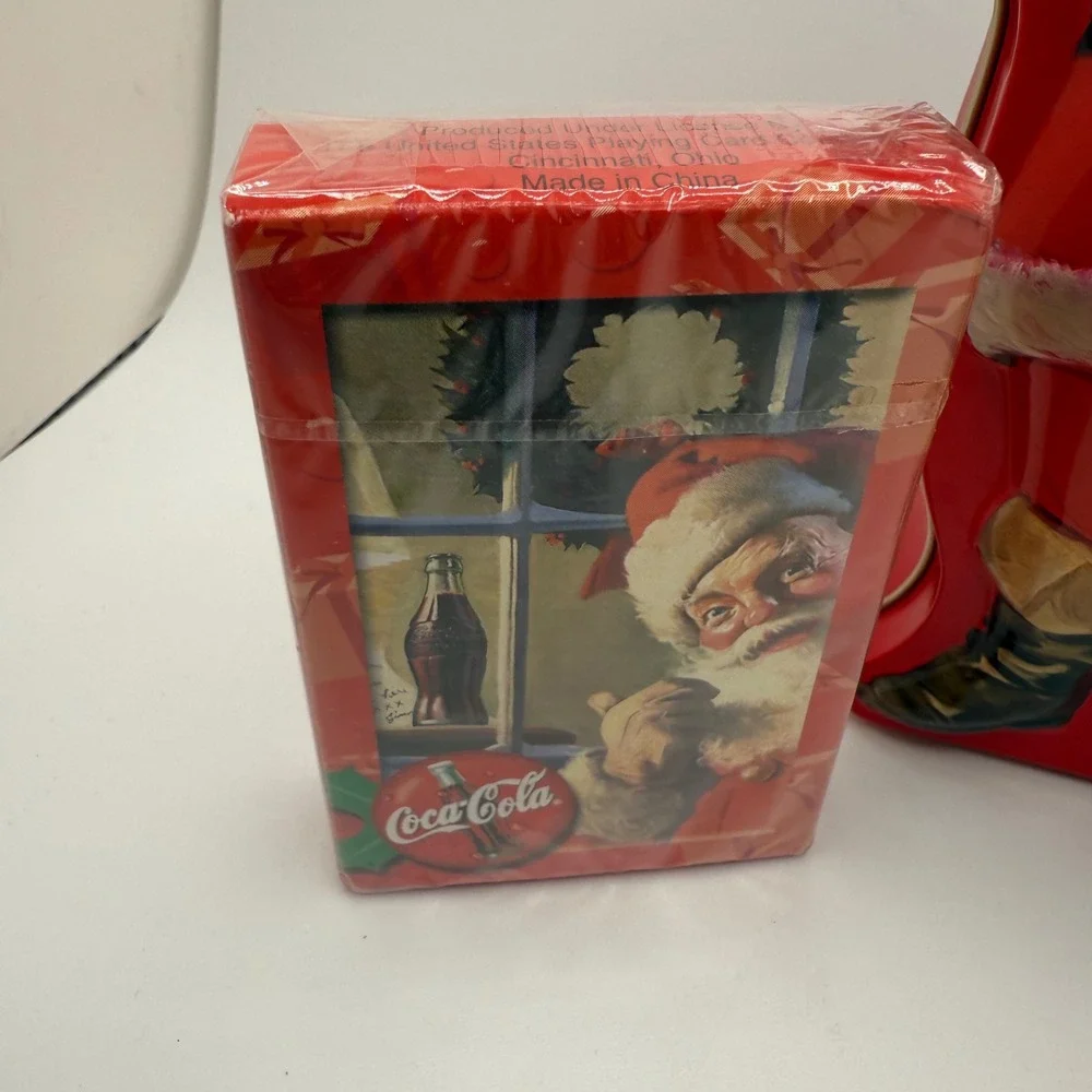 Coca‎ Cola Santa Playing Cards Tin Set Vintage Christmas Holiday Collectible